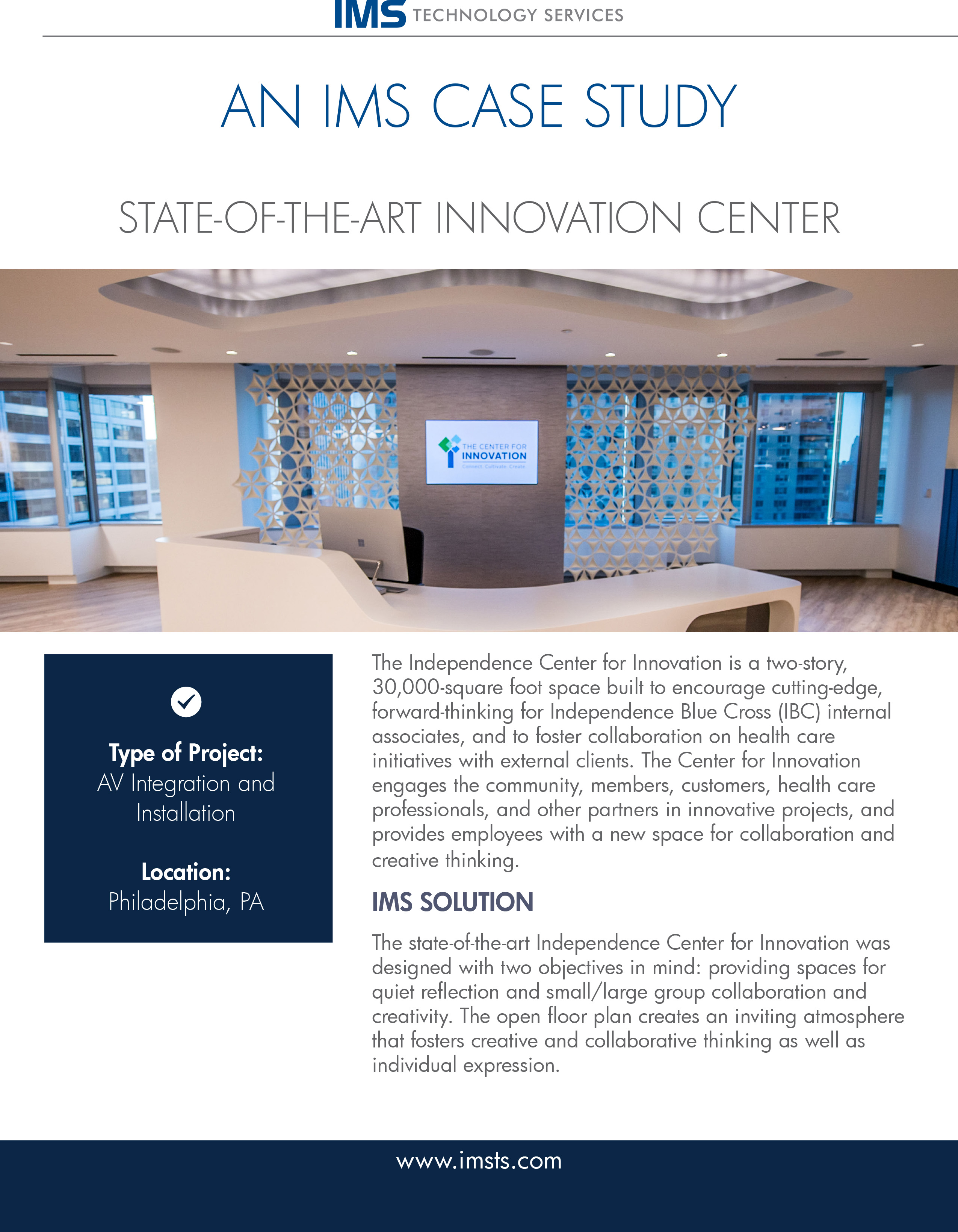 AV and systems integration for innovation center in Philadelphia, PA