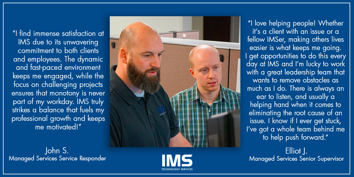 Working at IMS - John and Elliott